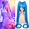 YOGFIT Hatsune Miku Straight Wig with Bangs and 2 Long 48" Ponytails