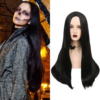 YOGFIT Women's Long Straight Black Wig Synthetic Cosplay Wig