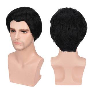 YOGFIT Men's Charming Prince Short Black Parted Wig