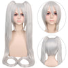 YOGFIT Hatsune Miku Straight Wig with Bangs and 2 Long 48" Ponytails