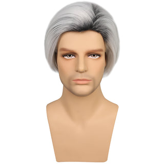 YOGFIT Men's Underworld Father Short Black Root to Silver Wig Synthetic Wig