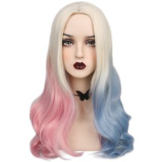 YOGFIT Blonde Villain with Pink and Blue Wig Cotton-Candy Colored Ombre Wig