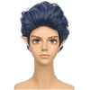 YOGFIT Men's Short Dark Blue Wavy Curly Wig with Bangs and Elf Ears Synthetic Cosplay Wig