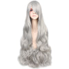 Jeanne Women's Long Wavy Curly Wigs with Bangs for Halloween Costume Cosplay Party