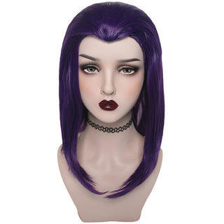 YOGFIT Women's Teen Superhero Purple Long Straight Wig with Widow's Peak Synthetic Wig