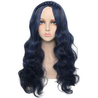 YOGFIT Women's Long Dark Blue Wavy Wig Synthetic Wig