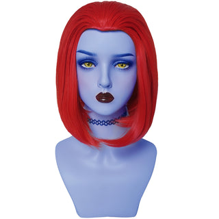 YOGFIT Women's Teen Superhero Red Straight Wig with Widow's Peak Synthetic Wig