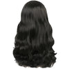 YOGFIT Black Wavy Wig with Bangs Vintage Medium Length Curly Wavy Wigs