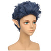 YOGFIT Men's Short Dark Blue Wavy Curly Wig with Bangs and Elf Ears Synthetic Cosplay Wig