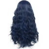 YOGFIT Women's Long Dark Blue Wavy Wig Synthetic Wig