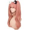 YOGFIT Princess Pink Wig Long Wavy Wig with Bangs Junko Enoshima Anime Wig with 2 Bears Hair Clip