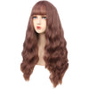 YOGFIT Long Wavy Grey Pink Wig with Air Bangs Silky Full Heat Resistant Synthetic Wig