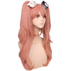 YOGFIT Princess Pink Wig Long Wavy Wig with Bangs Junko Enoshima Anime Wig with 2 Bears Hair Clip