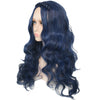 YOGFIT Women's Long Dark Blue Wavy Wig Synthetic Wig