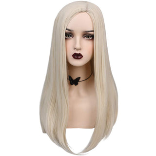 YOGFIT Women's Long Platinum Blonde Straight Wig Side Part Hair Synthetic Wig