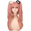 YOGFIT Princess Pink Wig Long Wavy Wig with Bangs Junko Enoshima Anime Wig with 2 Bears Hair Clip