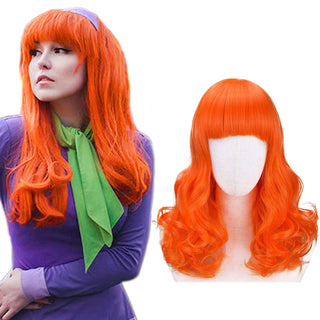 YOGFIT Orange Wig Long Wavy Curly Synthetic Wig with Bangs for Daphne