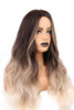 YOGFIT 25 Inch Black Brown with Cream Tips Wig Long Curly Wavy Wig