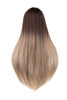 YOGFIT 29 Inch Women's Brown to Silver Grey Wig Long Straight Wig with Bangs