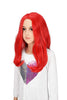 YOGFIT Children's Bright Red Wavy Wig Medium Length Parted in Middle Synthetic Cosplay Wig