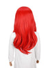 YOGFIT Children's Bright Red Wavy Wig Medium Length Parted in Middle Synthetic Cosplay Wig