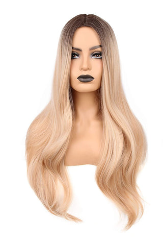 YOGFIT 27 Inch Blonde Mixed Wig Long Curly Wavy Wig