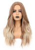 YOGFIT 27 Inch Color Glazed Apricot Wig Long Curly Wavy Synthetic Wig