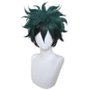 YOGFIT Unisex Dark Green Spiky Wig for Midoriya Izuku Cosplay Halloween Costume Party Short Layered Anime Wig with Bangs