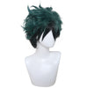 YOGFIT Unisex Dark Green Spiky Wig for Midoriya Izuku Cosplay Halloween Costume Party Short Layered Anime Wig with Bangs