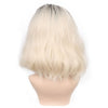 YOGFIT Women's Shoulder-Length Messy Wavy Blonde Wig With Black Roots and Side Part