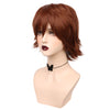 YOGFIT Short Brown Wig for Women Chin-Length Wavy Wig with Bangs and Fanned Ends