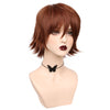 YOGFIT Short Brown Wig for Women Chin-Length Wavy Wig with Bangs and Fanned Ends