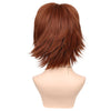 YOGFIT Short Brown Wig for Women Chin-Length Wavy Wig with Bangs and Fanned Ends