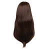 YOGFIT Brown Wig with White Streak Hair Women's Long Straight Synthetic Wig