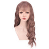 YOGFIT Long Wavy Grey Pink Wig with Air Bangs Silky Full Heat Resistant Synthetic Wig