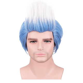 YOGFIT Blue and White Wig Men's Underworld Father Short Hair Synthetic Cosplay Wig