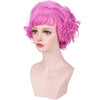 YOGFIT Pink Wig for Frenchy Cosplay 1950's Ladies Curly Chin Length Wig with Bangs