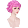 YOGFIT Pink Wig for Frenchy Cosplay 1950's Ladies Curly Chin Length Wig with Bangs